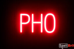 PHO sign, featuring LED lights that look like neon PHO signs