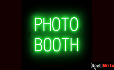 PHOTO BOOTH Sign – SpellBrite’s LED Sign Alternative to Neon PHOTO BOOTH Signs for Businesses in Green