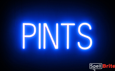 PINTS sign, featuring LED lights that look like neon PINT signs
