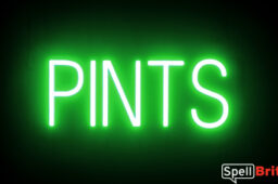 PINTS sign, featuring LED lights that look like neon PINT signs