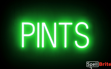 PINTS sign, featuring LED lights that look like neon PINT signs