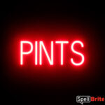 PINTS sign, featuring LED lights that look like neon PINT signs