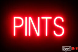 PINTS sign, featuring LED lights that look like neon PINT signs