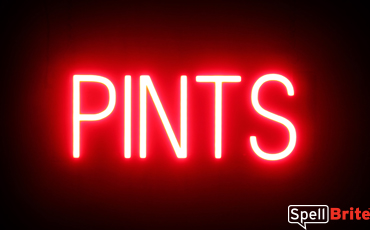 PINTS sign, featuring LED lights that look like neon PINT signs