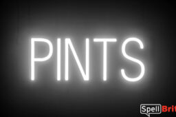 PINTS sign, featuring LED lights that look like neon PINT signs