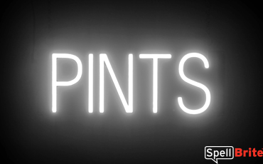 PINTS sign, featuring LED lights that look like neon PINT signs