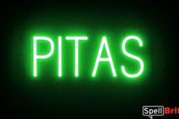 PITAS sign, featuring LED lights that look like neon PITA signs