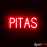 PITAS sign, featuring LED lights that look like neon PITA signs