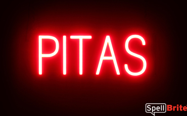 PITAS sign, featuring LED lights that look like neon PITA signs
