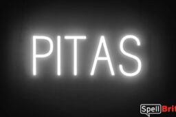 PITAS sign, featuring LED lights that look like neon PITA signs