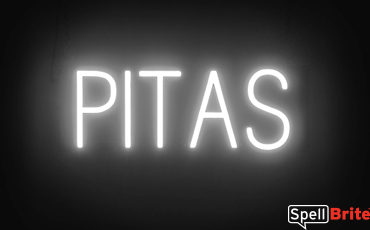 PITAS sign, featuring LED lights that look like neon PITA signs