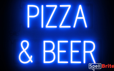 PIZZA & BEER Sign – SpellBrite’s LED Sign Alternative to Neon PIZZA & BEER Signs for Restaurants in Blue