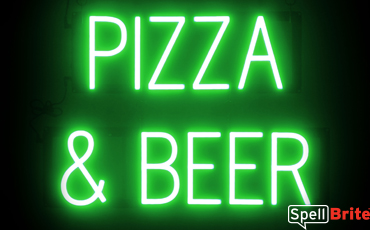 PIZZA and BEER sign, featuring LED lights that look like neon PIZZA and BEER signs