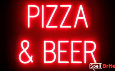 PIZZA and BEER sign, featuring LED lights that look like neon PIZZA and BEER signs