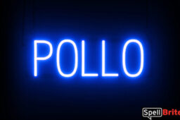 Pollo sign, featuring LED lights that look like neon Pollo signs