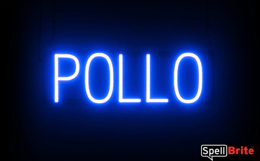 Pollo sign, featuring LED lights that look like neon Pollo signs