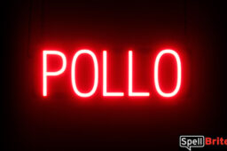 Pollo sign, featuring LED lights that look like neon Pollo signs