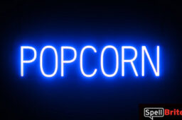 POPCORN sign, featuring LED lights that look like neon POPCORN signs