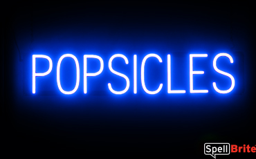 POPSICLES sign, featuring LED lights that look like neon POPSICLE signs