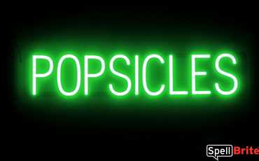 POPSICLES sign, featuring LED lights that look like neon POPSICLE signs