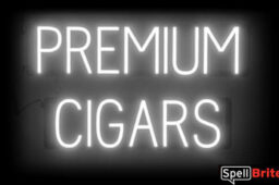 PREMIUM CIGARS sign, featuring LED lights that look like neon PREMIUM CIGARS signs