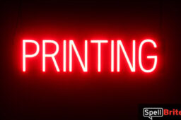 PRINTING sign, featuring LED lights that look like neon PRINTING signs