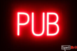 PUB sign, featuring LED lights that look like neon PUB signs