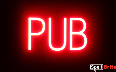 PUB sign, featuring LED lights that look like neon PUB signs