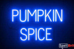 PUMPKIN SPICE sign, featuring LED lights that look like neon PUMPKIN SPICE signs