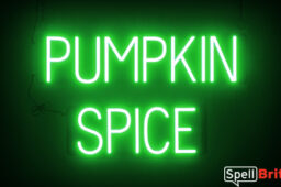 PUMPKIN SPICE sign, featuring LED lights that look like neon PUMPKIN SPICE signs