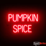 PUMPKIN SPICE sign, featuring LED lights that look like neon PUMPKIN SPICE signs