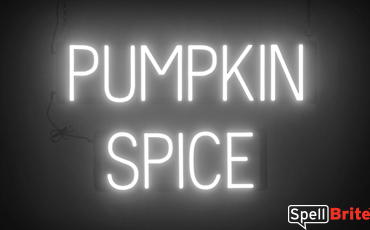 PUMPKIN SPICE sign, featuring LED lights that look like neon PUMPKIN SPICE signs