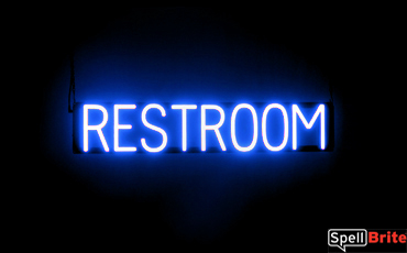 RESTROOM sign, featuring LED lights that look like neon RESTROOM signs