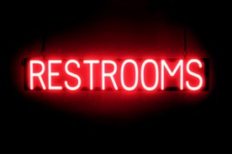 RESTROOMS LED sign that is an alternative to illuminated neon signs for your restaurant