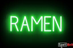 RAMEN Sign – SpellBrite’s LED Sign Alternative to Neon RAMEN Signs for Restaurants in Green