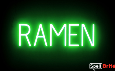 RAMEN sign, featuring LED lights that look like neon RAMEN signs