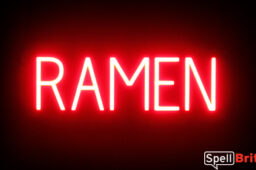 RAMEN sign, featuring LED lights that look like neon RAMEN signs