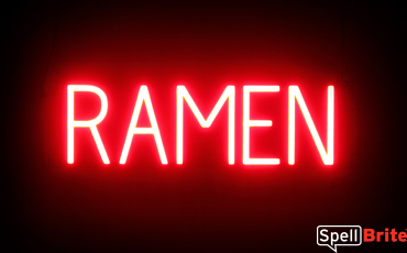 RAMEN sign, featuring LED lights that look like neon RAMEN signs