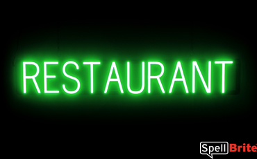 RESTAURANT sign, featuring LED lights that look like neon RESTAURANT signs