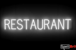 RESTAURANT sign, featuring LED lights that look like neon RESTAURANT signs