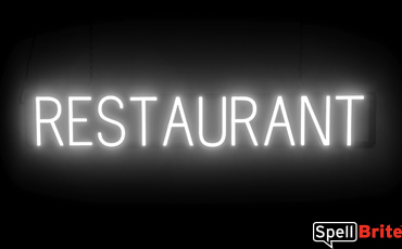 RESTAURANT sign, featuring LED lights that look like neon RESTAURANT signs