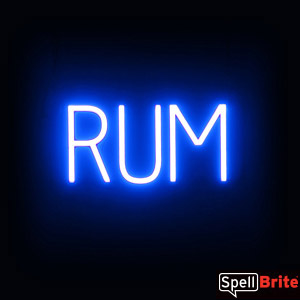 RUM Sign - Neon Look, Blue LED Light