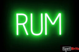 RUM sign, featuring LED lights that look like neon RUM signs