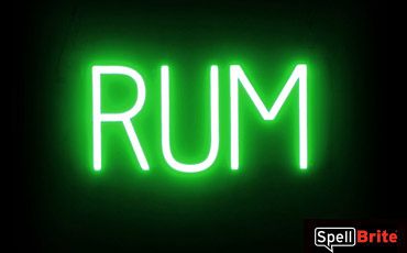 RUM sign, featuring LED lights that look like neon RUM signs