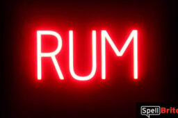 RUM sign, featuring LED lights that look like neon RUM signs