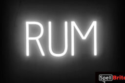 RUM sign, featuring LED lights that look like neon RUM signs