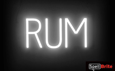 RUM sign, featuring LED lights that look like neon RUM signs