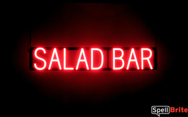 SALAD BAR sign, featuring LED lights that look like neon SALAD BAR signs