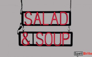 SALAD & SOUP LED sign that uses interchangable letters to make custom signs for your restaurant