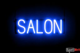 SALON sign, featuring LED lights that look like neon SALON signs